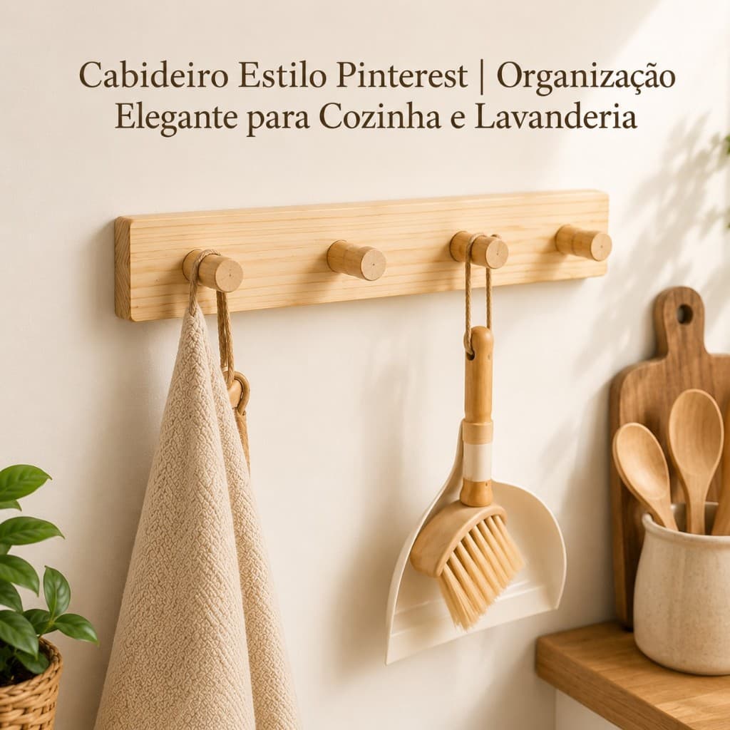 Cabideiro Estilo Pinterest | Organização Elegante para Cozinha e Lavanderia