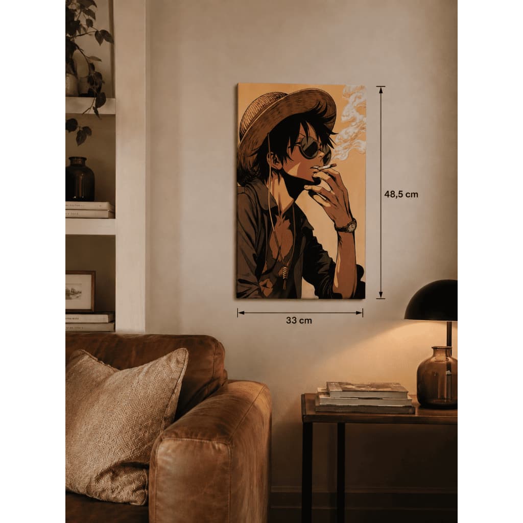 Quadro Luffy Fumando | Quadro decorativo em acrílico com impressão UV colorida direto no produto
