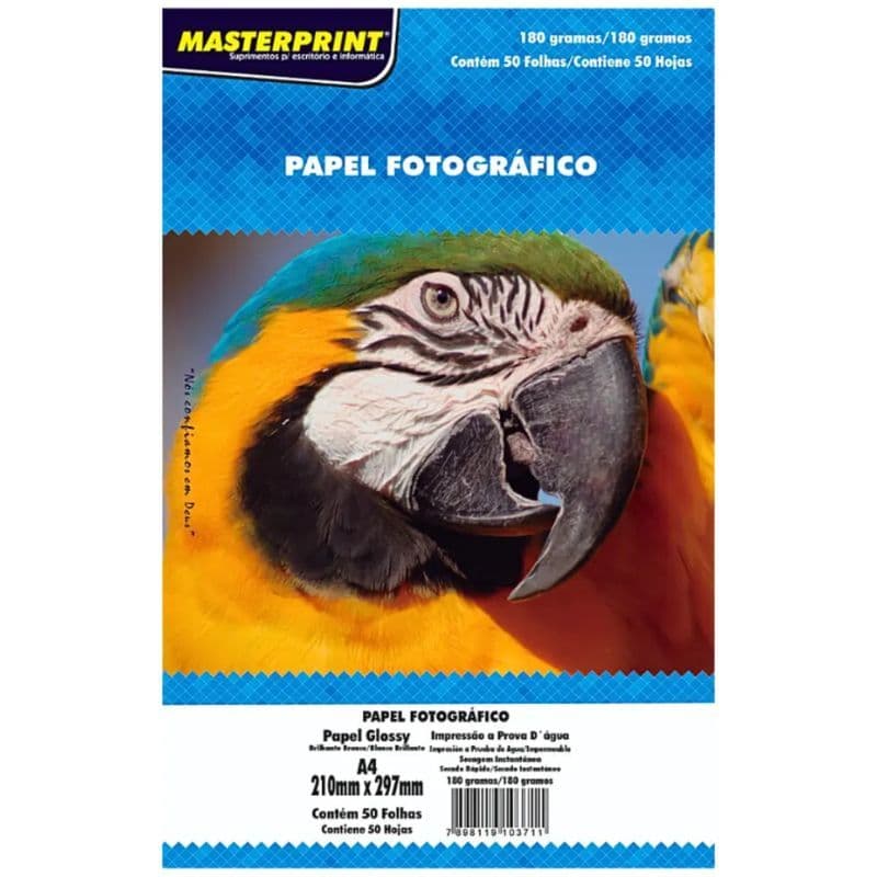 Papel Fotográfico A4 180gr Com 50 Folhas Glossy Masterprint  | Fotografia | Papel de Foto