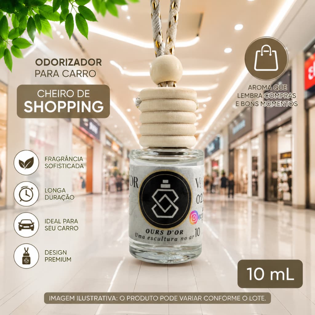 Odorizador Automotivo Shopping 10mL Cheirinho Luxo Para Carro
