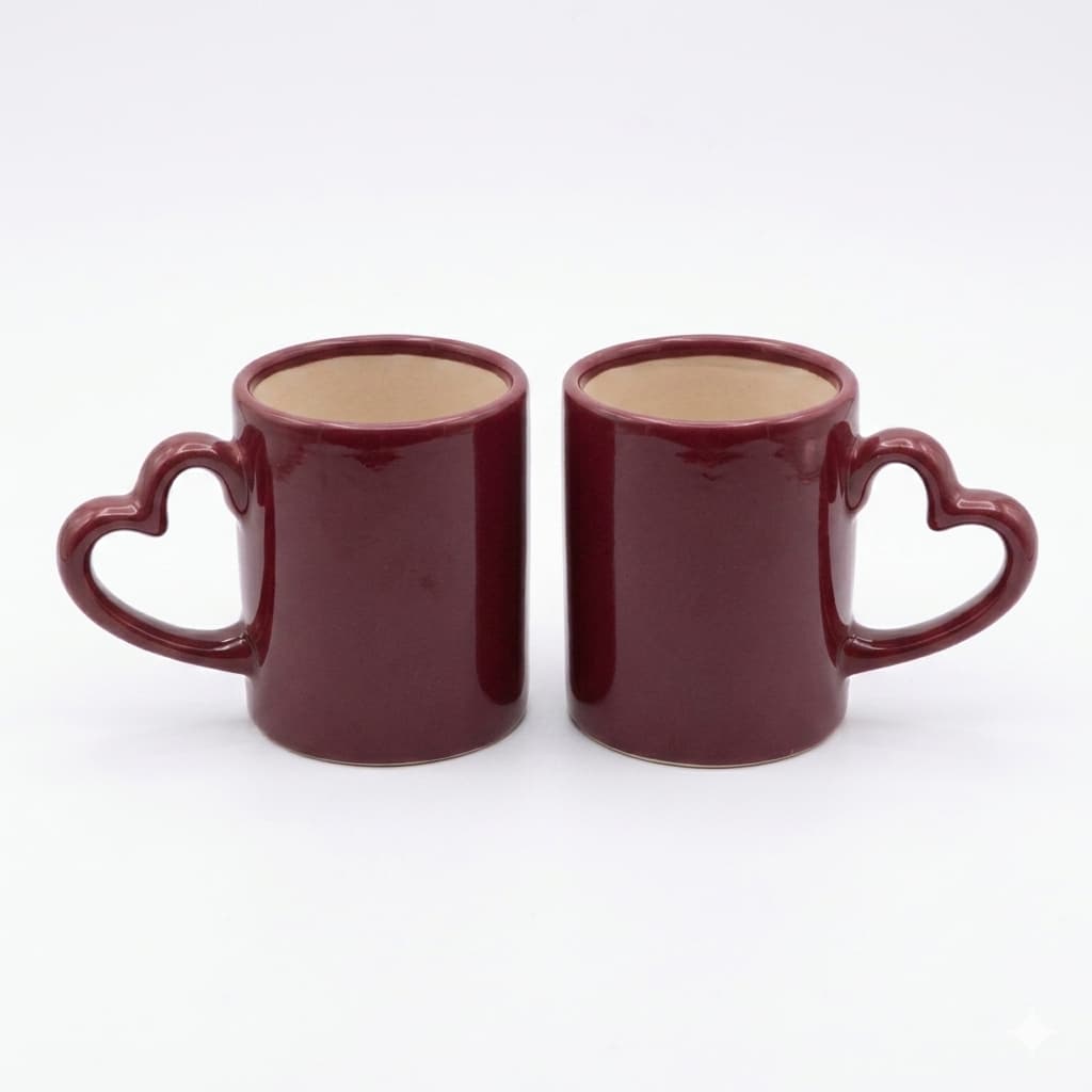 Jogo 2 Caneca Xícara Coração 200ml Presente Criativo Café Chá Cappuccino Caneca Premium Kit 2 Xicaras Ceramica Copo