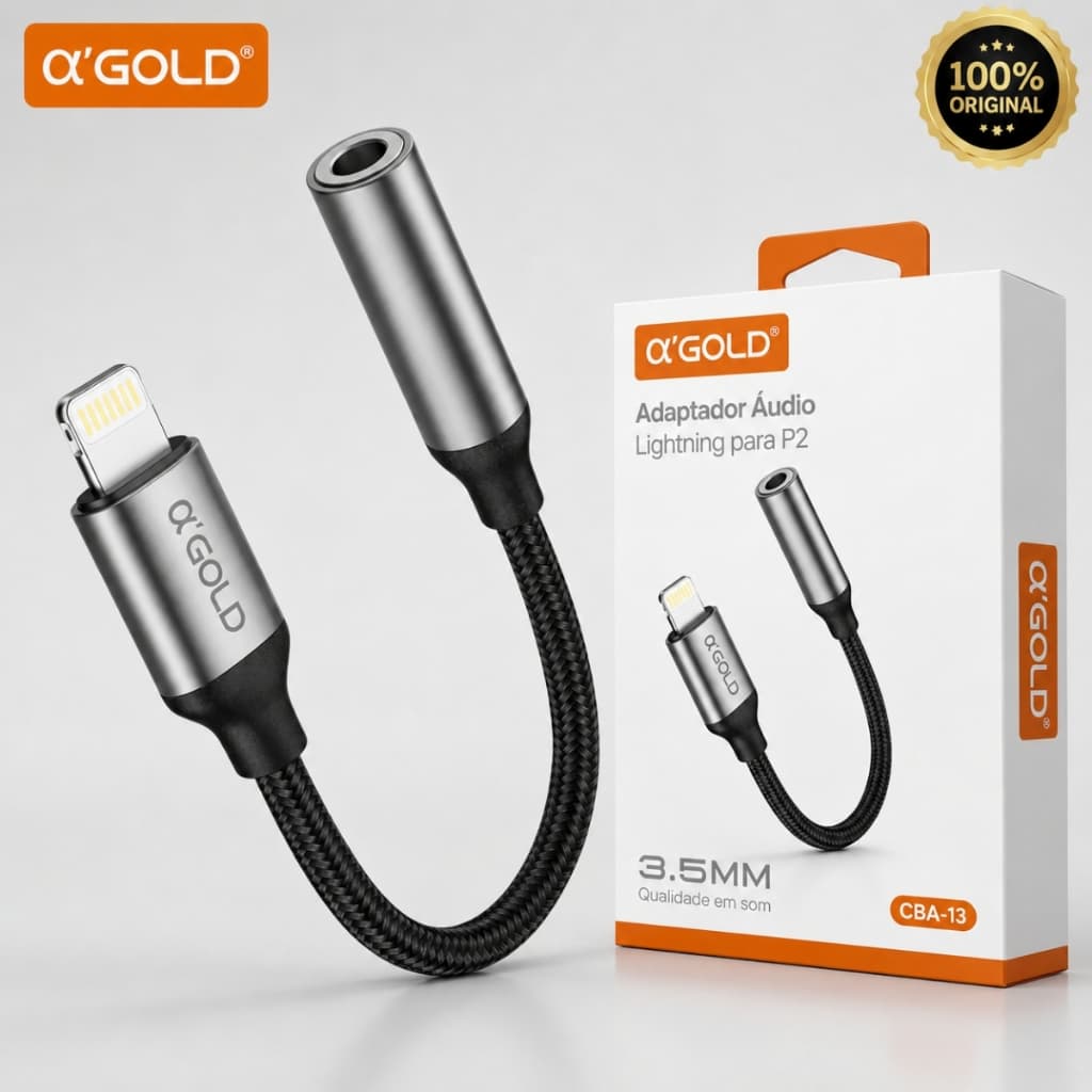Adaptador Lightinig para 3.5mm com DAC Integrado Som Claro e Microfone Ativo