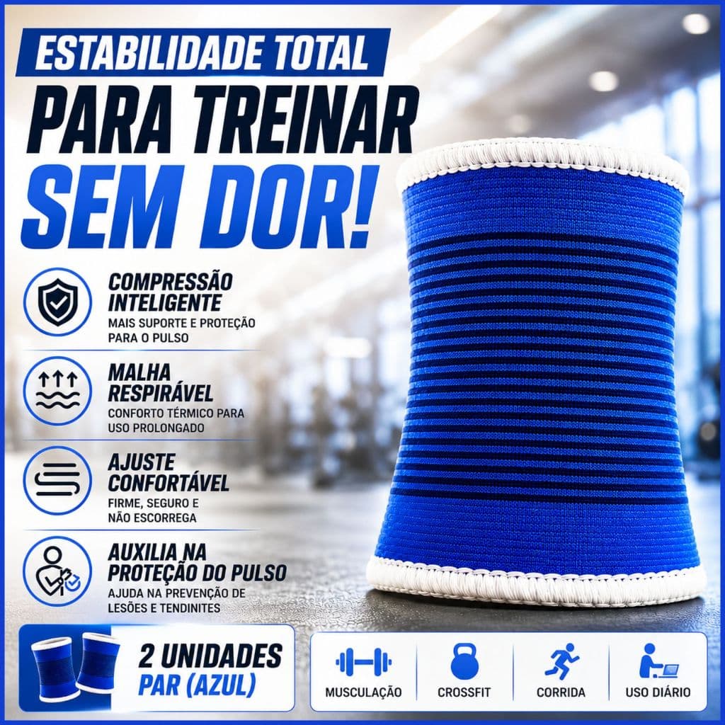 Par Munhequeira de Pulso Reforçada Suporte e Compressão