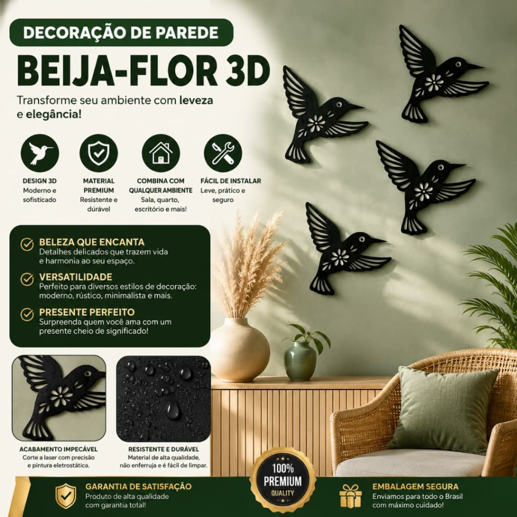 Decoração Sala Parede para de Luxo de Beija Flor