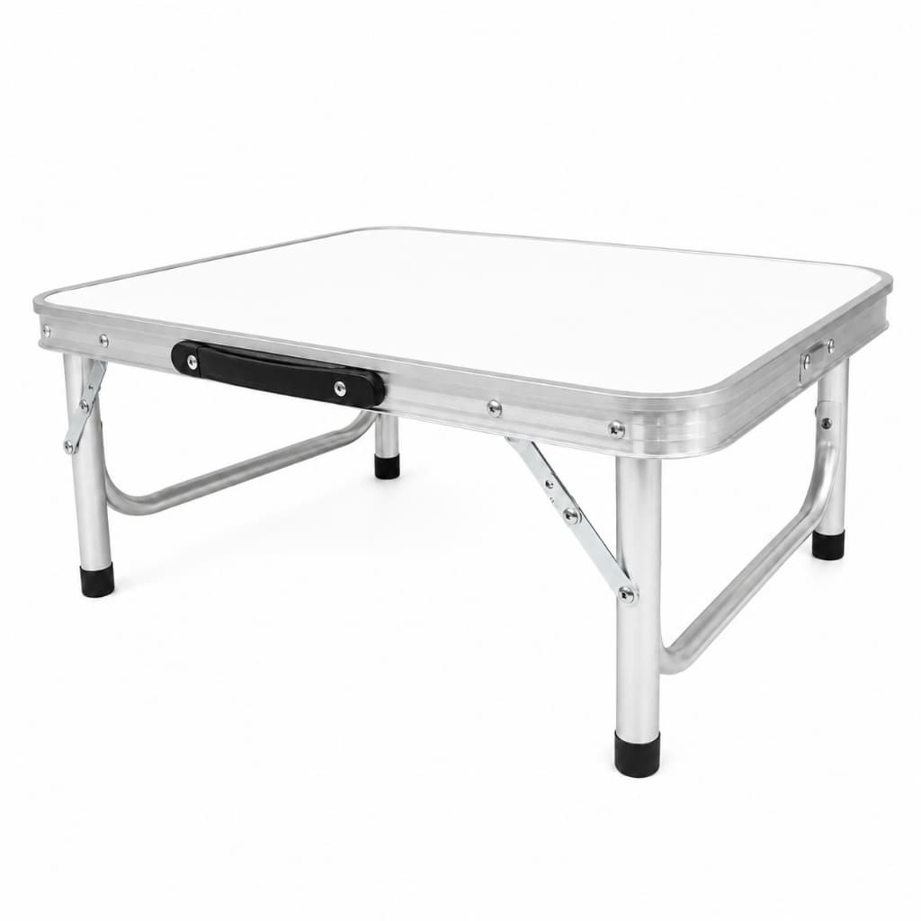 Mesa Dobrável Portátil Branca em Alumínio 60x45 – Compacta, Leve e Multifuncional