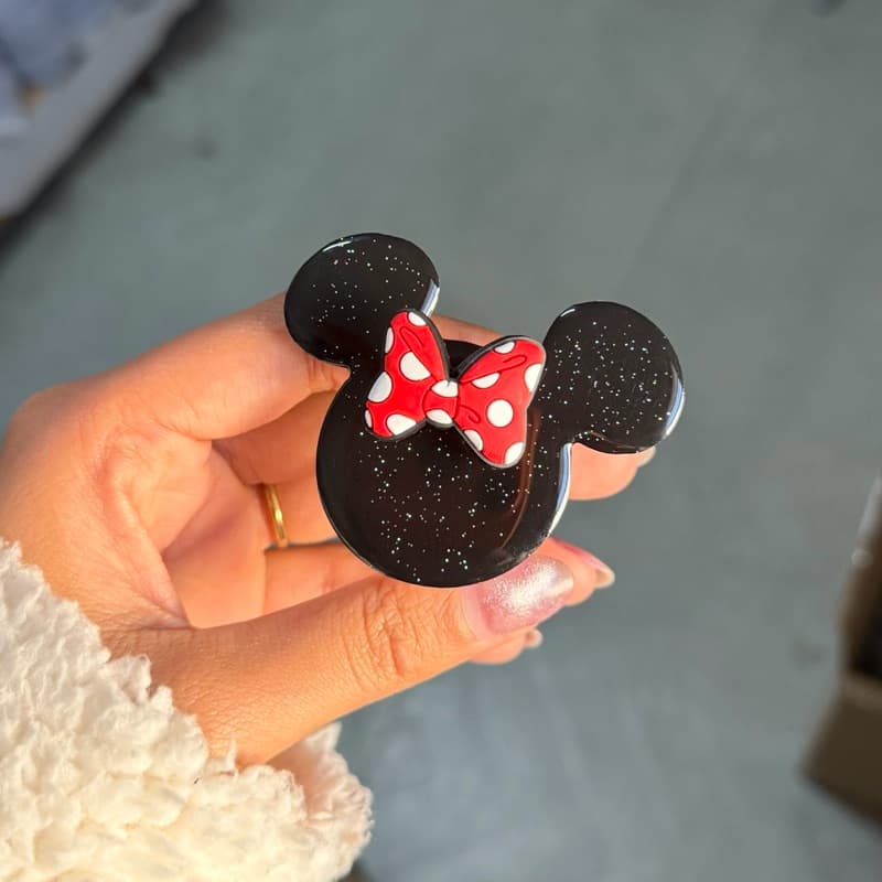 Suporte Glitter Laço Vermelho Fita 3M Para Celular Pop Socket Retrátil