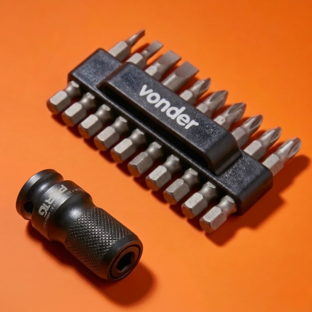 Kit Bits Ponteira Impacto Fenda Phillips 1/4 10 Peças 50mm + Adaptador Soquete P/ Chave Impacto 1/2
