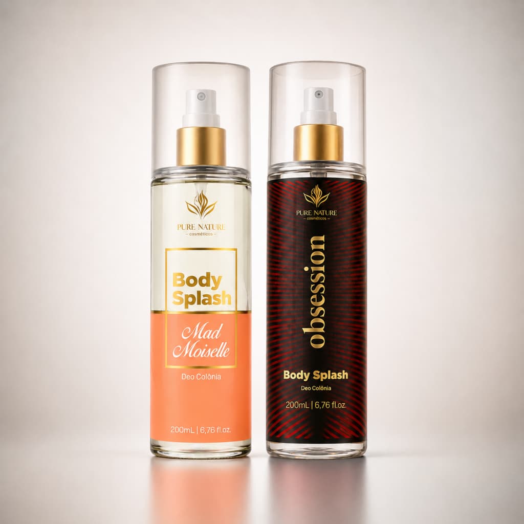 Kit 2 Body Splash Femininos 200ml cada Longa Duração Fragrâncias Leves e Marcantes Pure Nature