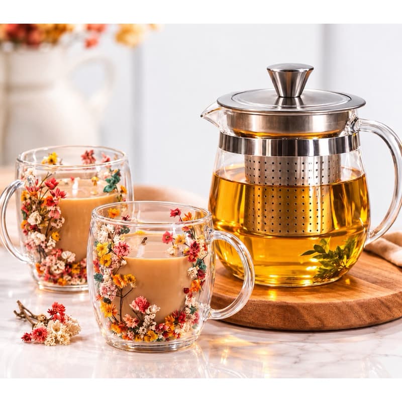 Chaleira 2 xicaras ou 1 xicara ou sem xicara Chá Vidro Infusor 750ml 500 ml 350 ml l