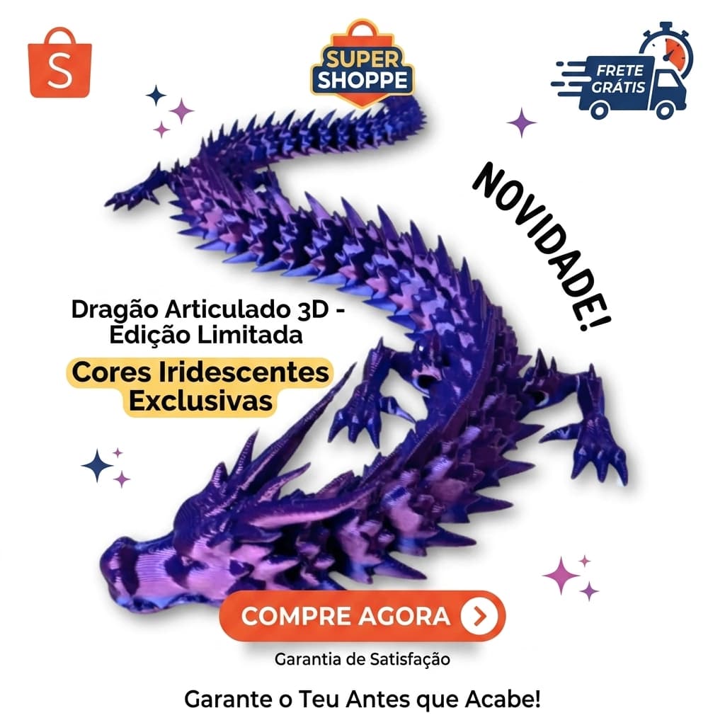 🐉✨ DRAGÃO ARTICULADO 3D – FLEXÍVEL E SUPER DIVERTIDO! ✨🐉
