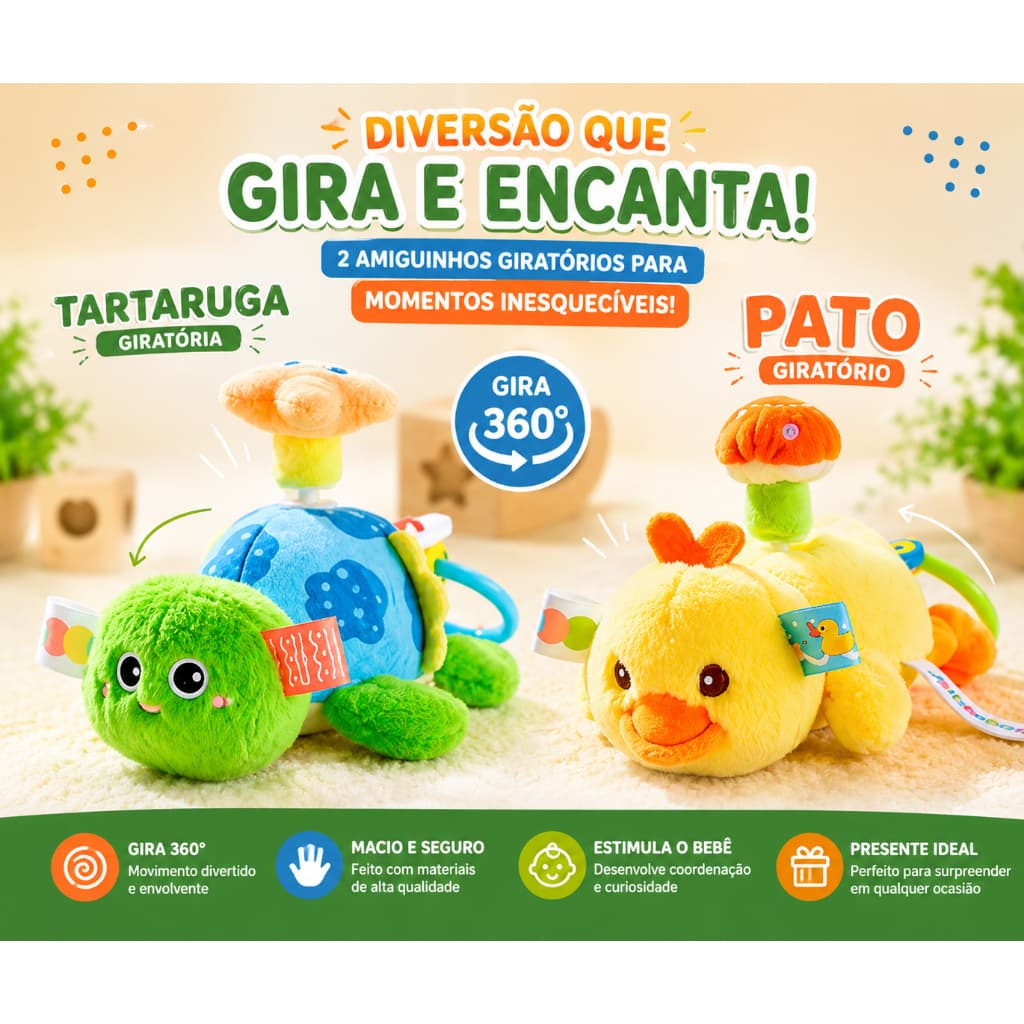 Brinquedo Móbile Pelúcia Giratório para Bebê Atividade Estímulo Sensorial Fofo Divertido