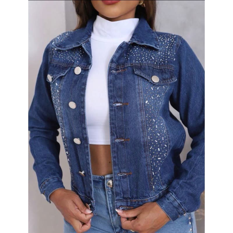 Jaqueta Jeans Feminina Com brilho