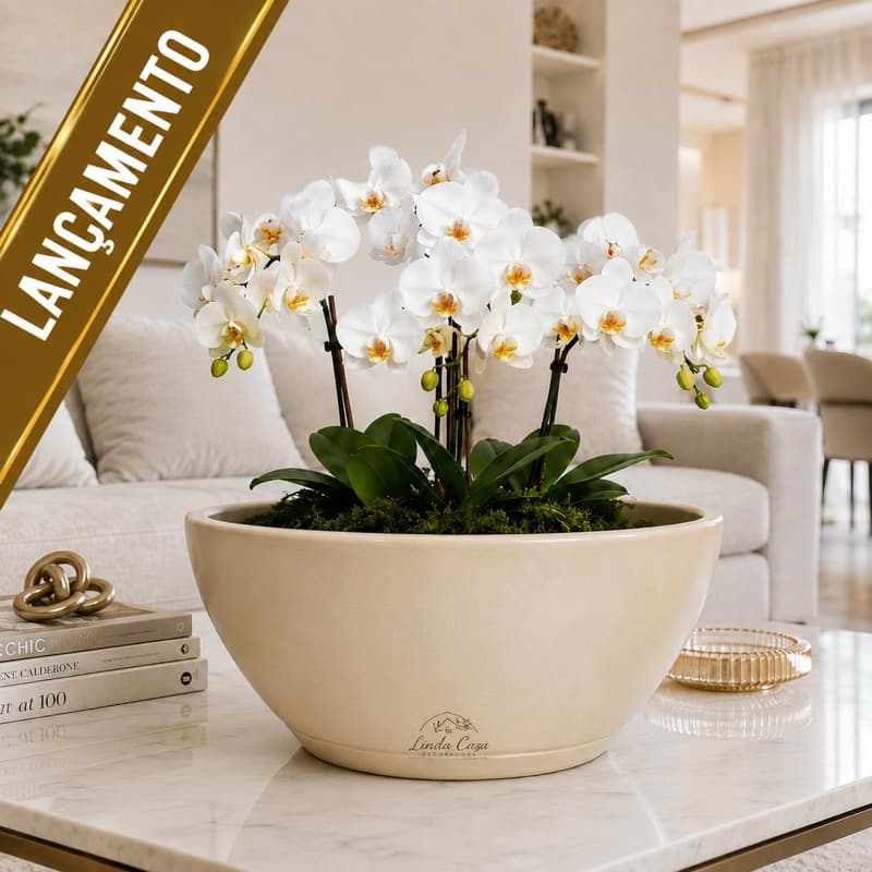 VASO DE PLANTAS BACIA DECORATIVA 34CM C/PRATO COLETOR-VASO POLIETILENO ARRANJOS NATURAIS E ARTIFICIAIS