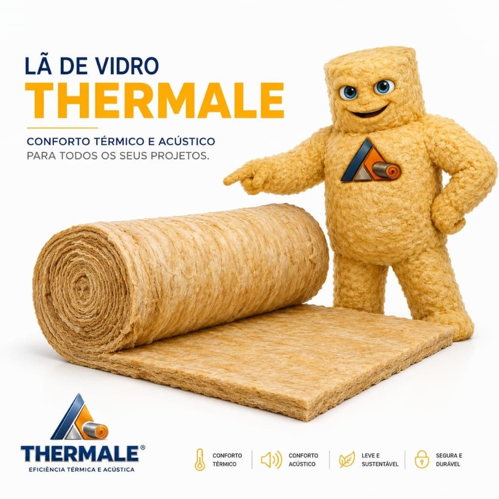 Lã de vidro 15m² - 12500x1200x50mm - Isolamento Térmico e acústico.