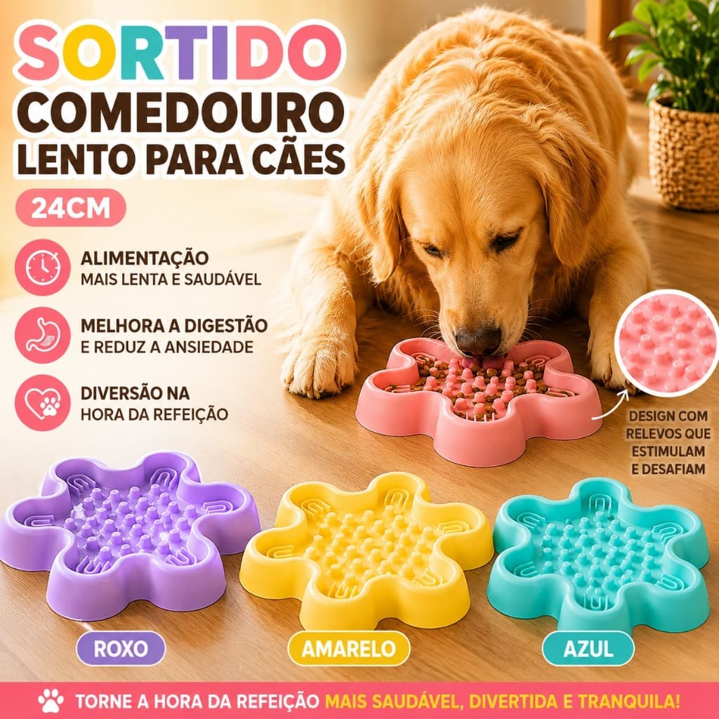 Comedouro Anti Engasgo Para Cães Gatos Reforçado Slow Feed 24cm Sortidos
