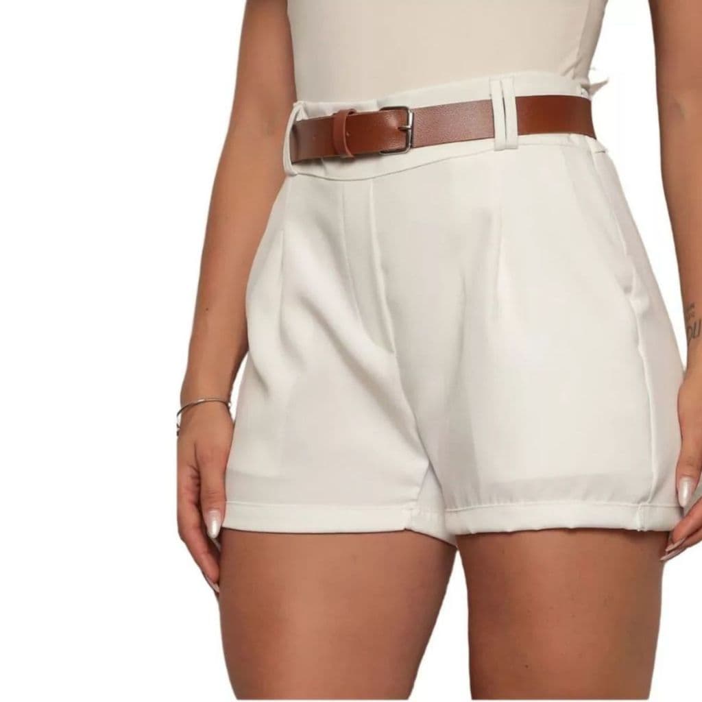 Shorts Alfaiataria Feminina Social Cintura Alta Disfarça Barriga Promoçao do P ao GG
