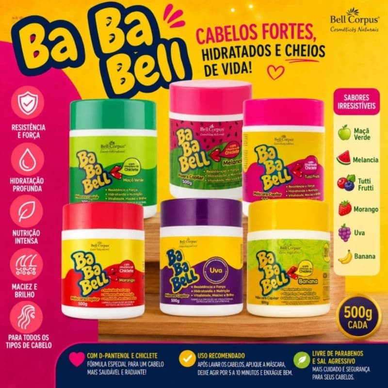 06 Máscara Hidratante Capilar Bababell 500G Belle Corpus
