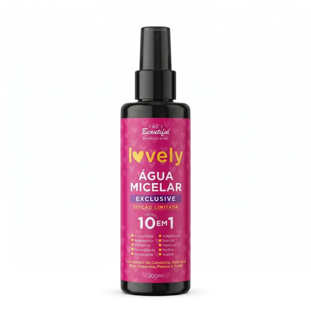 Água Micelar 10 em 1 Vegano Rosa Mosqueta Aloe Vera Extrato de Camomila - Demaquila Hidrata Suaviza