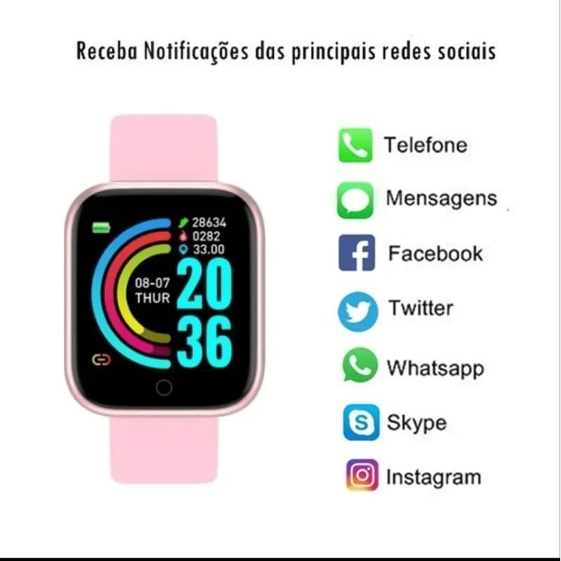 Relógio digital inteligente Smartwatch Y68 D20 ( Opção de colocar fotos)