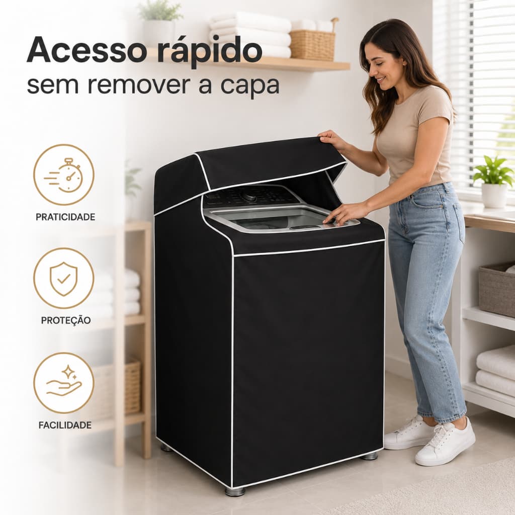 Capa de Maquina de Lavar PVC C/Tampa P M G Electrolux Brastemp Consul e Outras