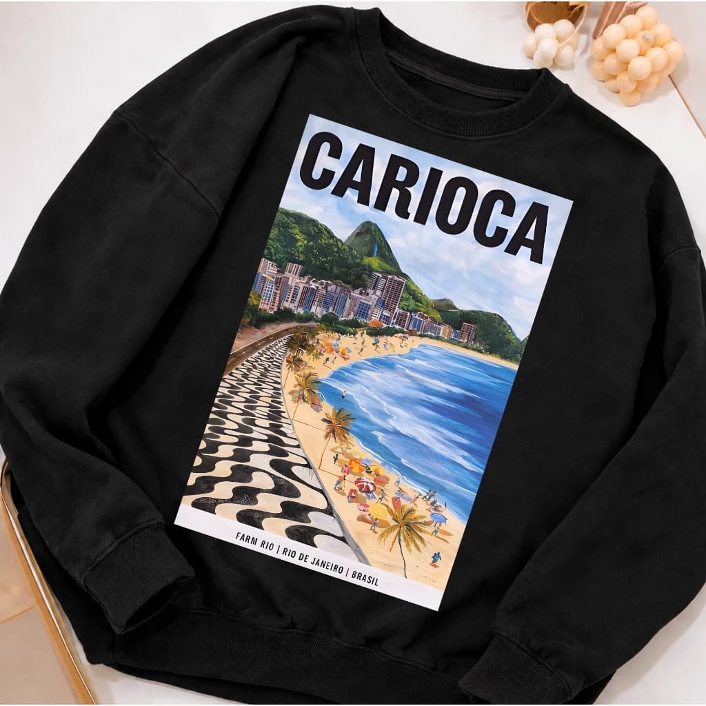 Moletom Estampado Carioca Rio de Janeiro Feminino Estiloso Blusa de Frio Moda Inverno Casual