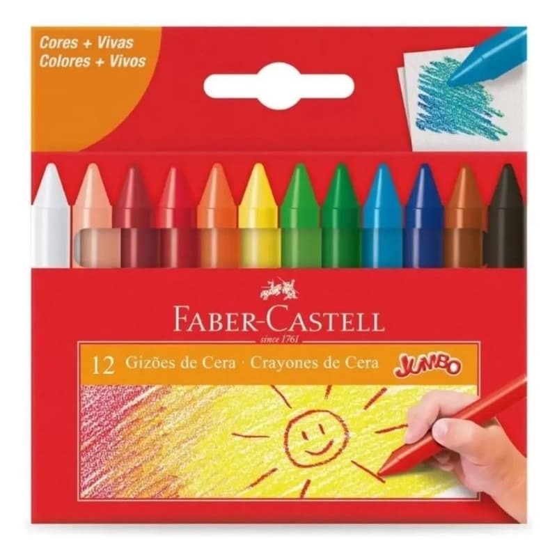 Gizão de Cera Jumbo Faber-Castell: 12 Cores Vibrantes Para Soltar a Criatividade das Crianças!