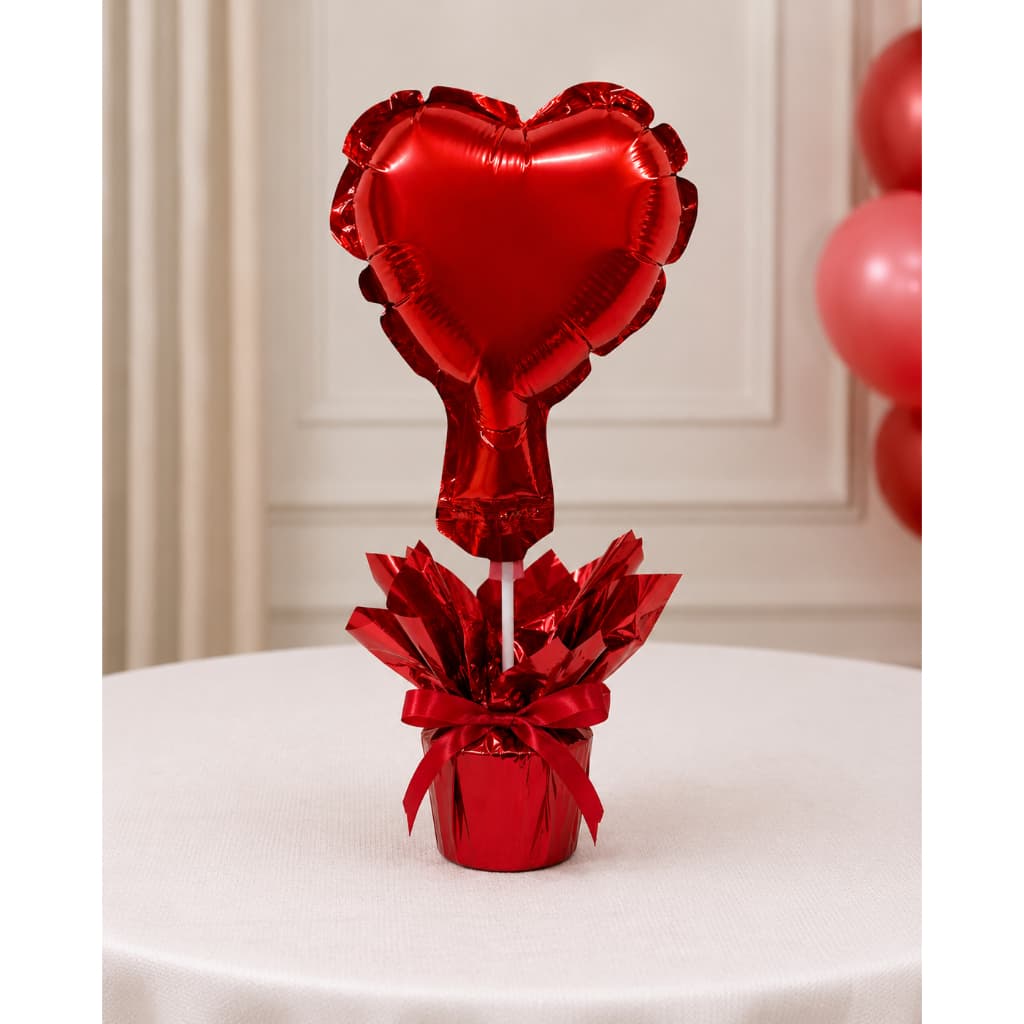 Kit 10 Balões Metalizado Mini Coração Vermelho Centro de Mesa Dia dos Namorados 5 Polegadas 12cm