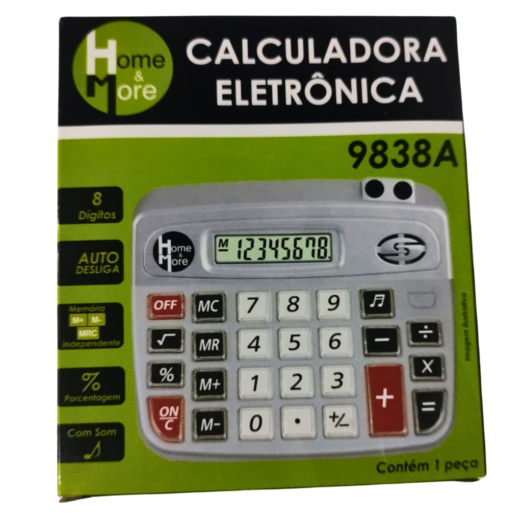 Calculadora Eletrônica de Mesa 8 Dígitos - Memória, Desligamento Automático Home&More
