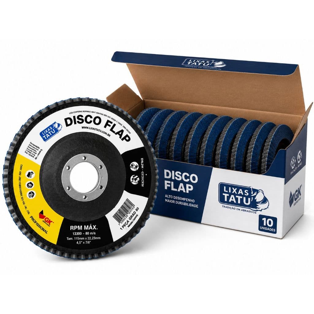 Disco Lixa Flap 115x22,23mm 4.1/2 Pol Grãos 40/60/80/100/120 Metais Madeira Ferro Aço Inox Alumínio