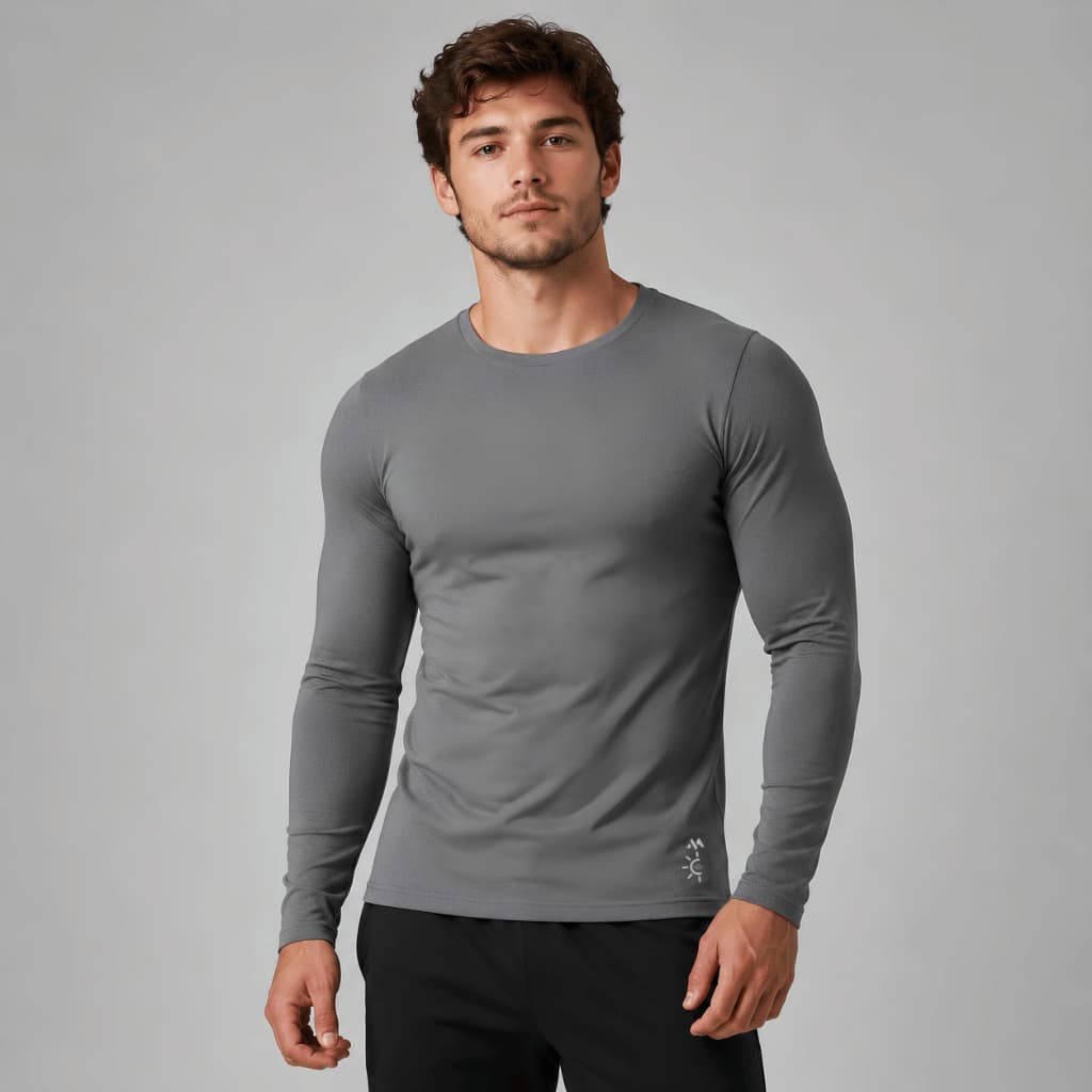 Camiseta Térmica Masculina Segunda Pele Manga Longa  Proteção UV Frio Treino Esporte