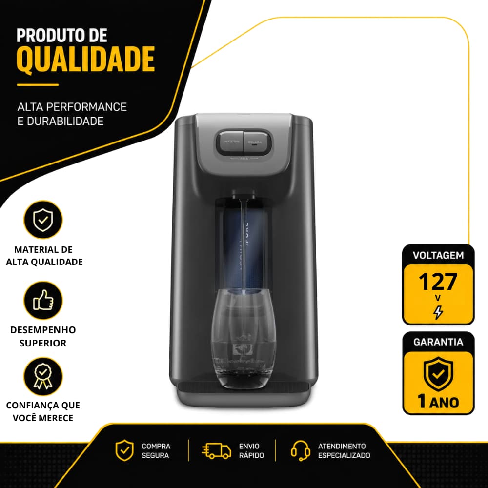 PURIFICADOR ELECTROLUX EXPERIENCE ÁGUA FRIA, NATURAL E GELADA COM COMPRESSOR GRAFITE 127V PC01X
