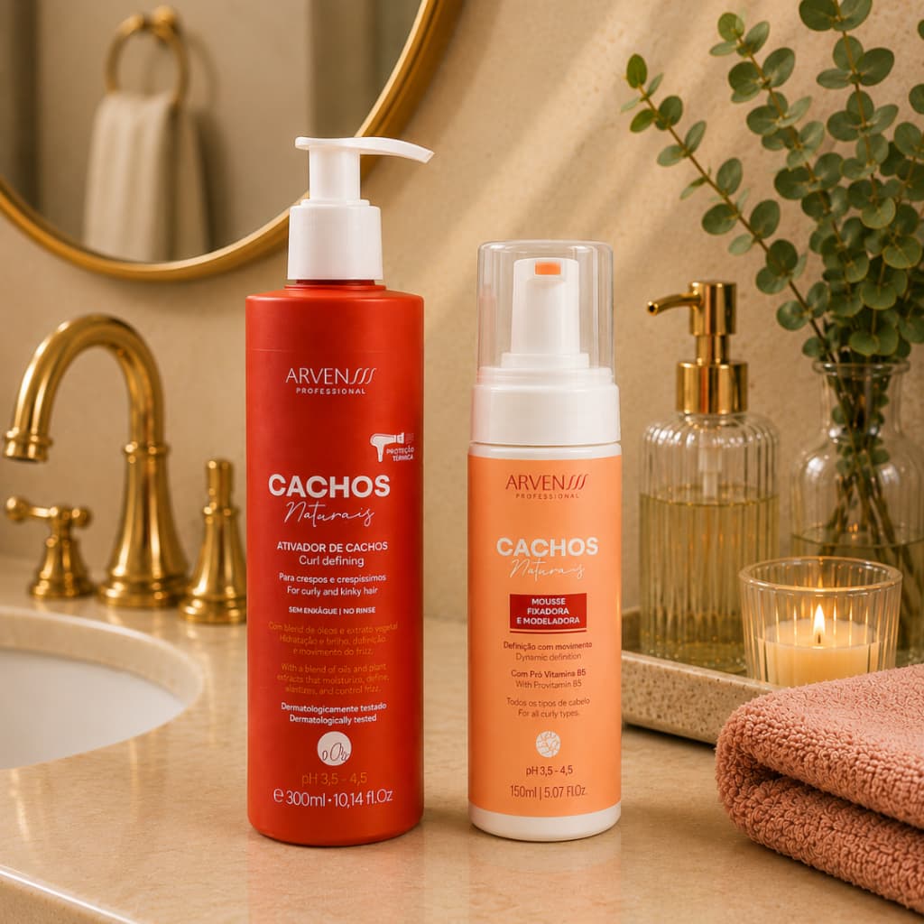 Kit Arvensis Cachos Naturais – Ativador de Cachos 300ml + Mousse Modeladora 150ml