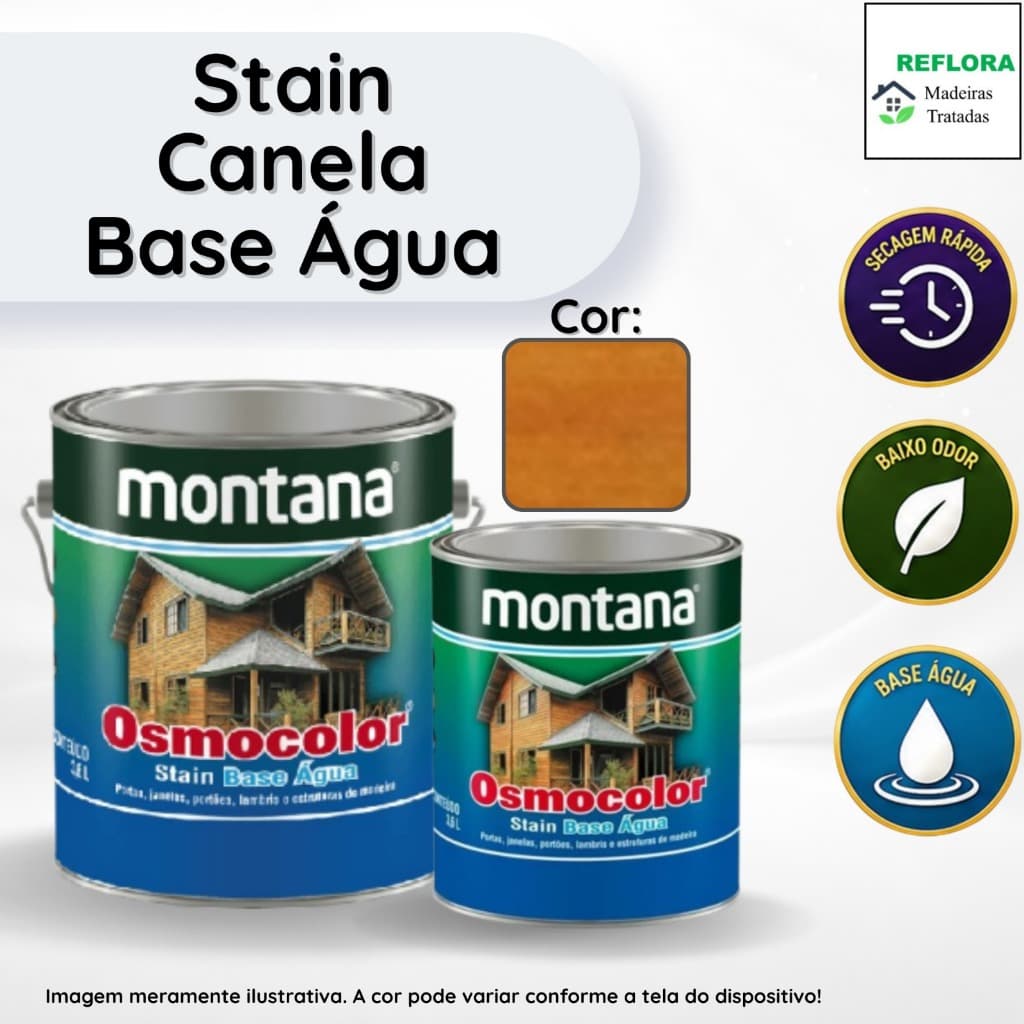 Osmocolor Stain Base Água Canela Acetinado 900ml e 3,6L Montana Proteção para Madeira