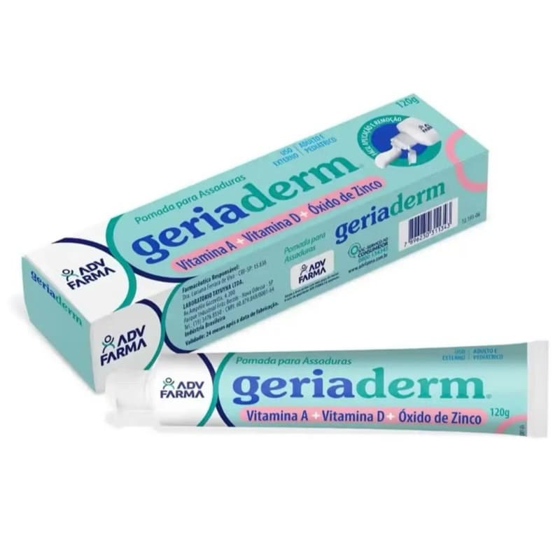 Pomada para Assaduras Geriaderm 120g secativa e cicatrizante previno assaduras e brotoejas uso Pediatrico
