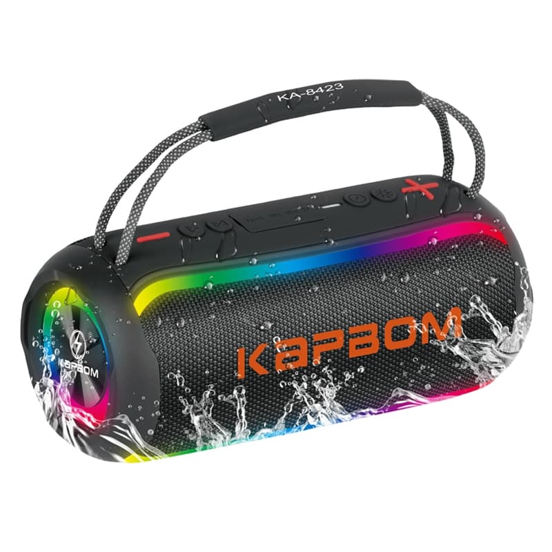 Caixa de som Bluetooth portátil à prova d'água, 60W de alta potência, efeitos de iluminação RGB.