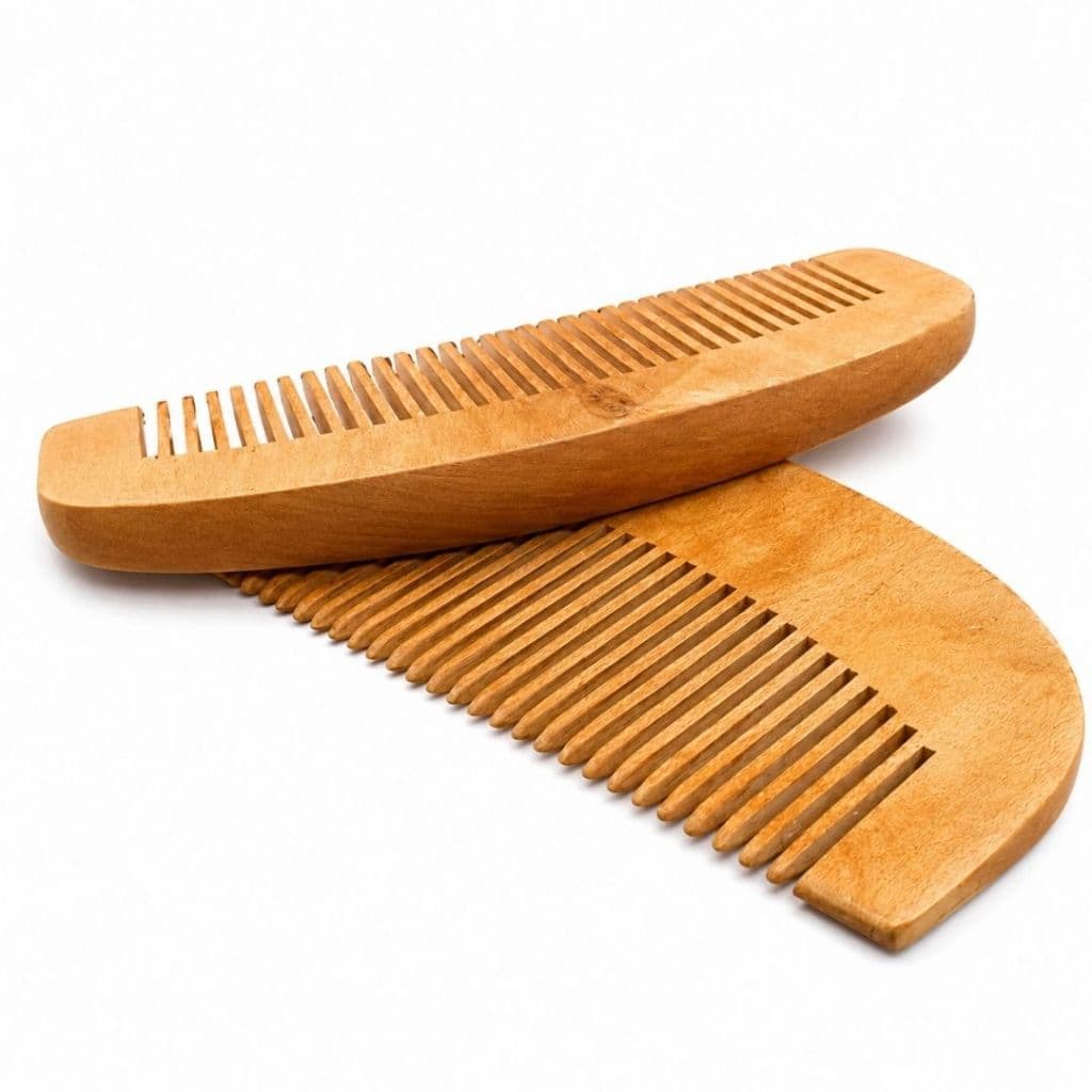 pente de madeira antifrizz para barba e cabelo