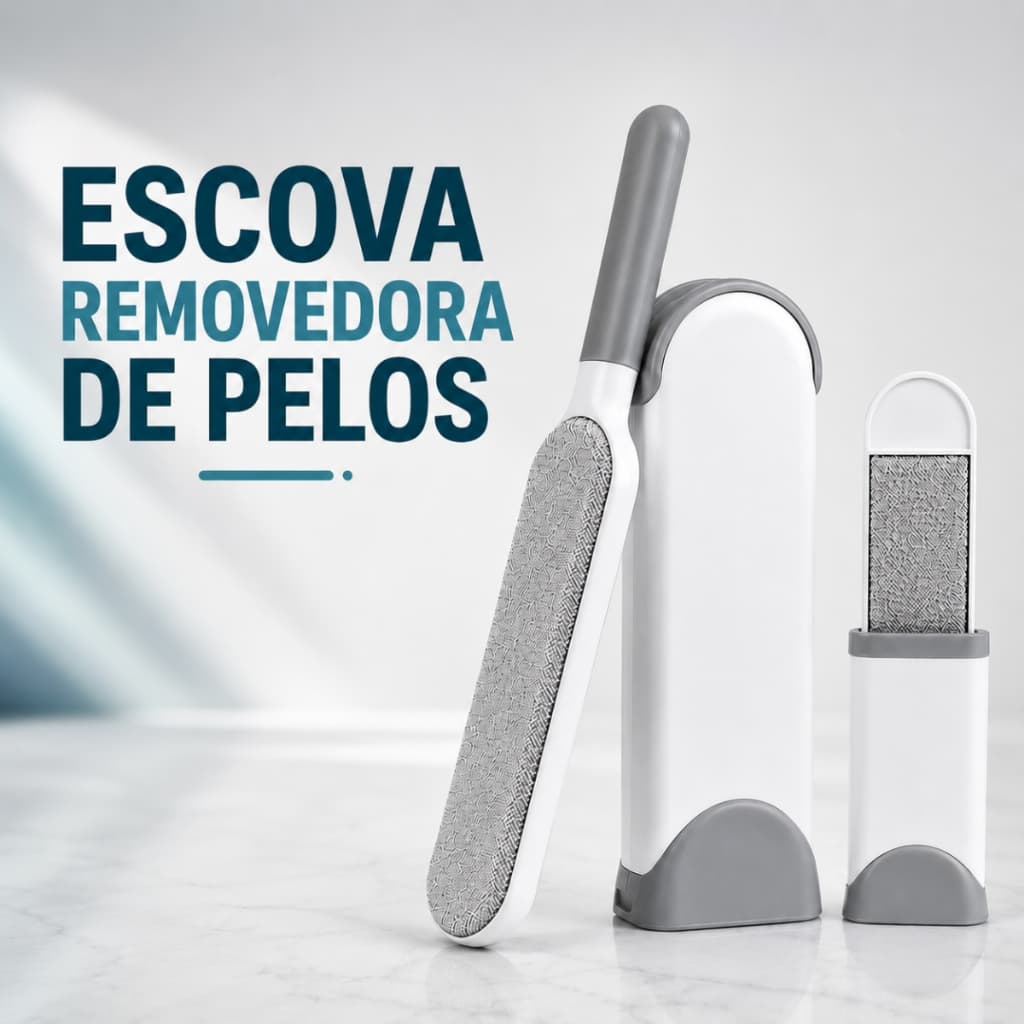 Escova Mágica Removedora de Pelos + Mini Escova de Viagem Reutilizável Tira Pelos de Cães e Gatos de Sofá Cama Roupas