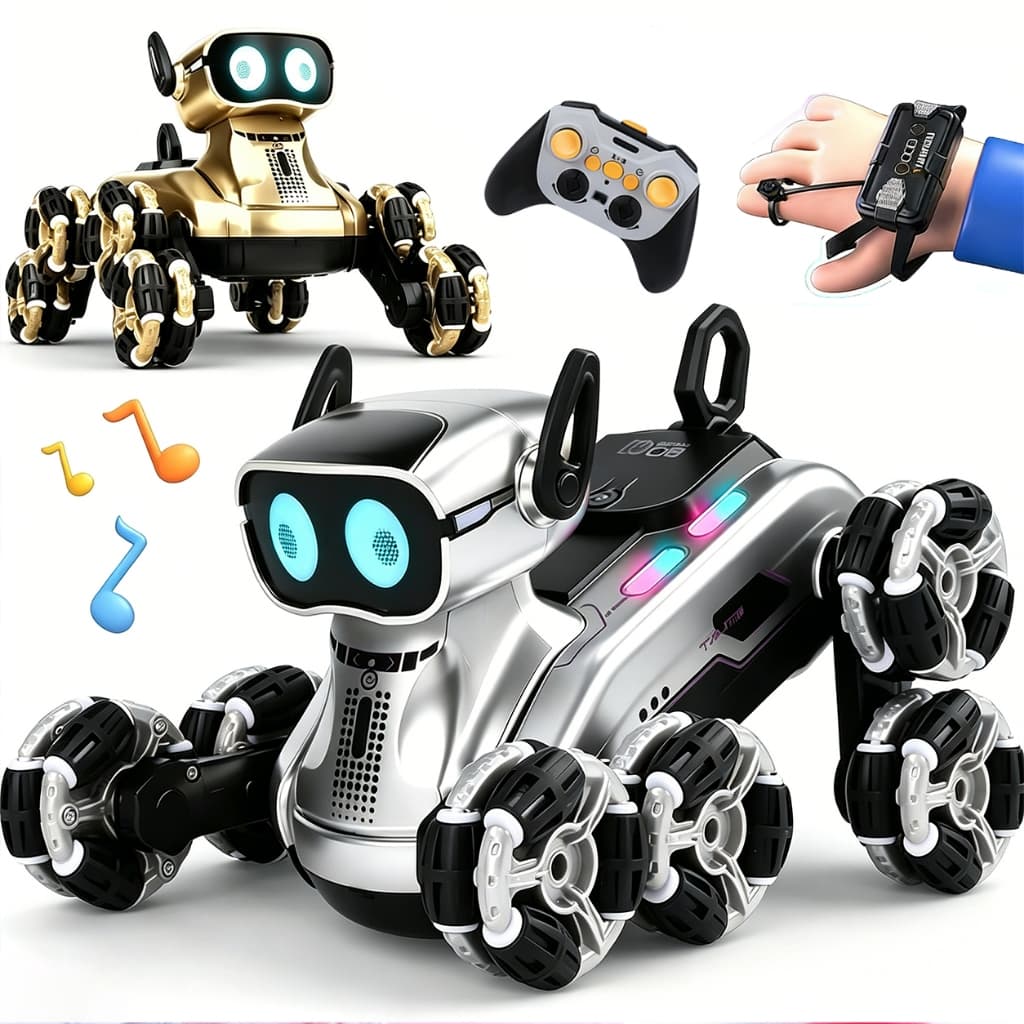 Cão Robô cachorro robo Acrobático 8 Rodas RC carrinho de Controle Remoto | Duplo controle remoto