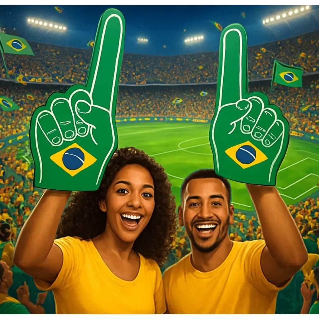 Mão Luva Dedo Eva Bandeira Brasil Copa Mundo Torcedor 2026