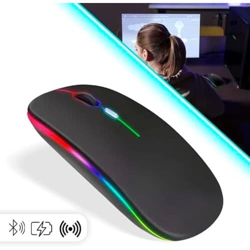 Mouse Sem Fio Recarregável Wireless Bluetooth 2.4 Ghz Silencioso 1600DPI