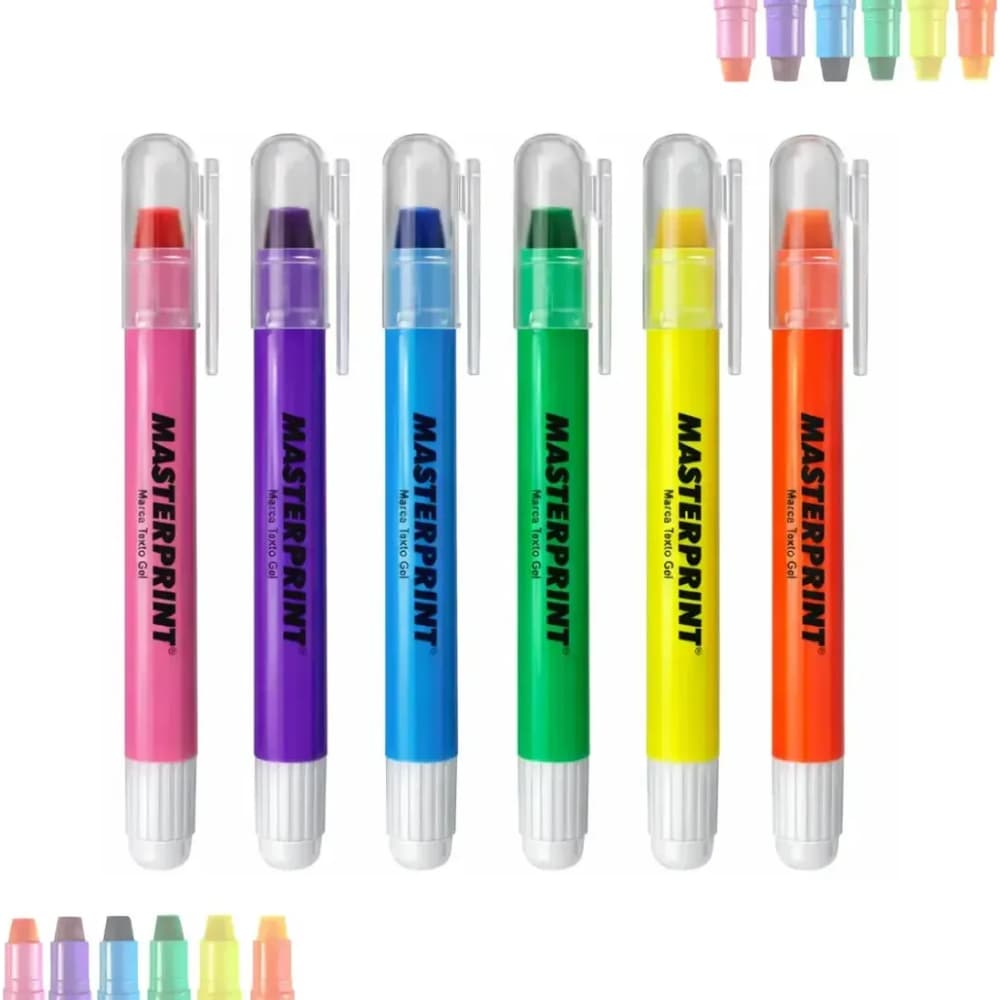 Kit 6 Canetas Marca Texto em Gel Masterprint – Não Mancha Ideal para Bíblia Vade Mecum e Estudos