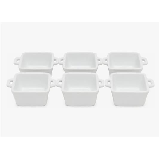 Kit 6 Travessa Porcelana Branca Quadrada 60ml