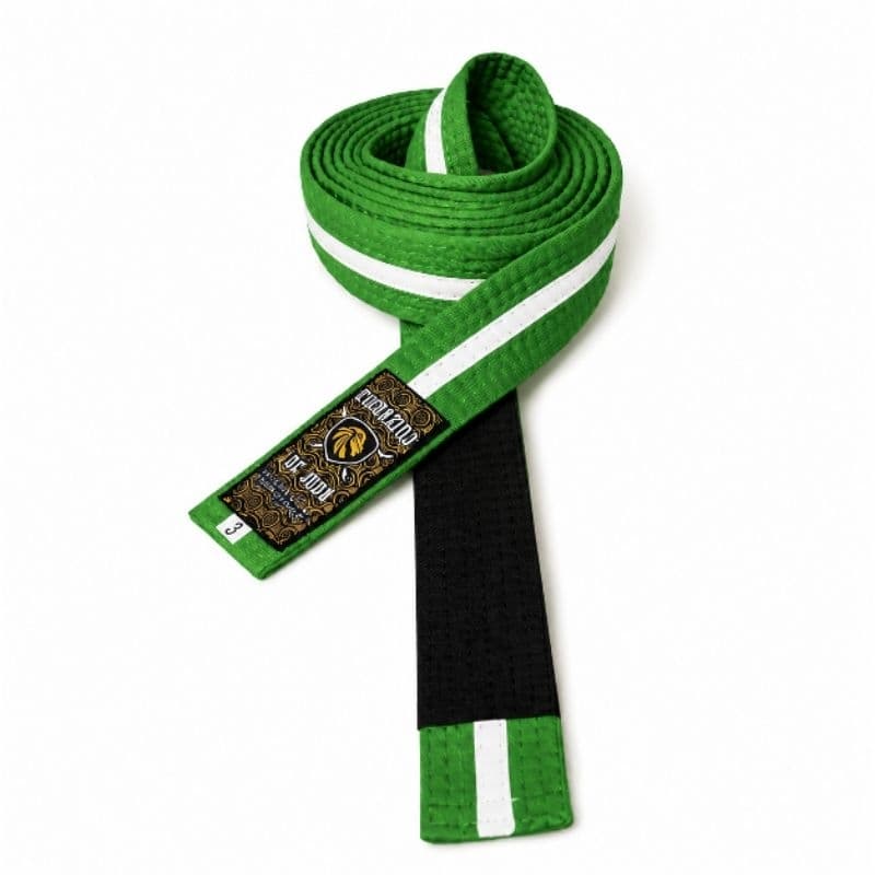Faixa de Jiu-Jitsu infantil verde/branca ,guerreiro de Judá