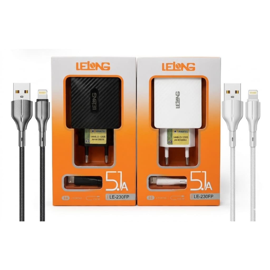 Carregador 2 Entradas Cabo Tipo USB ios Turbo 5.1A Adaptador Carga Celular Tomada Iphone Universal