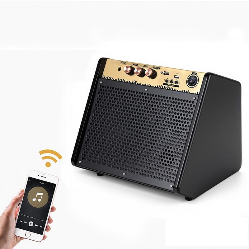 Alto-falante para bateria eletrônica de 20 W, amplificador portátil com Bluetooth para prática de bateria, teclado e
