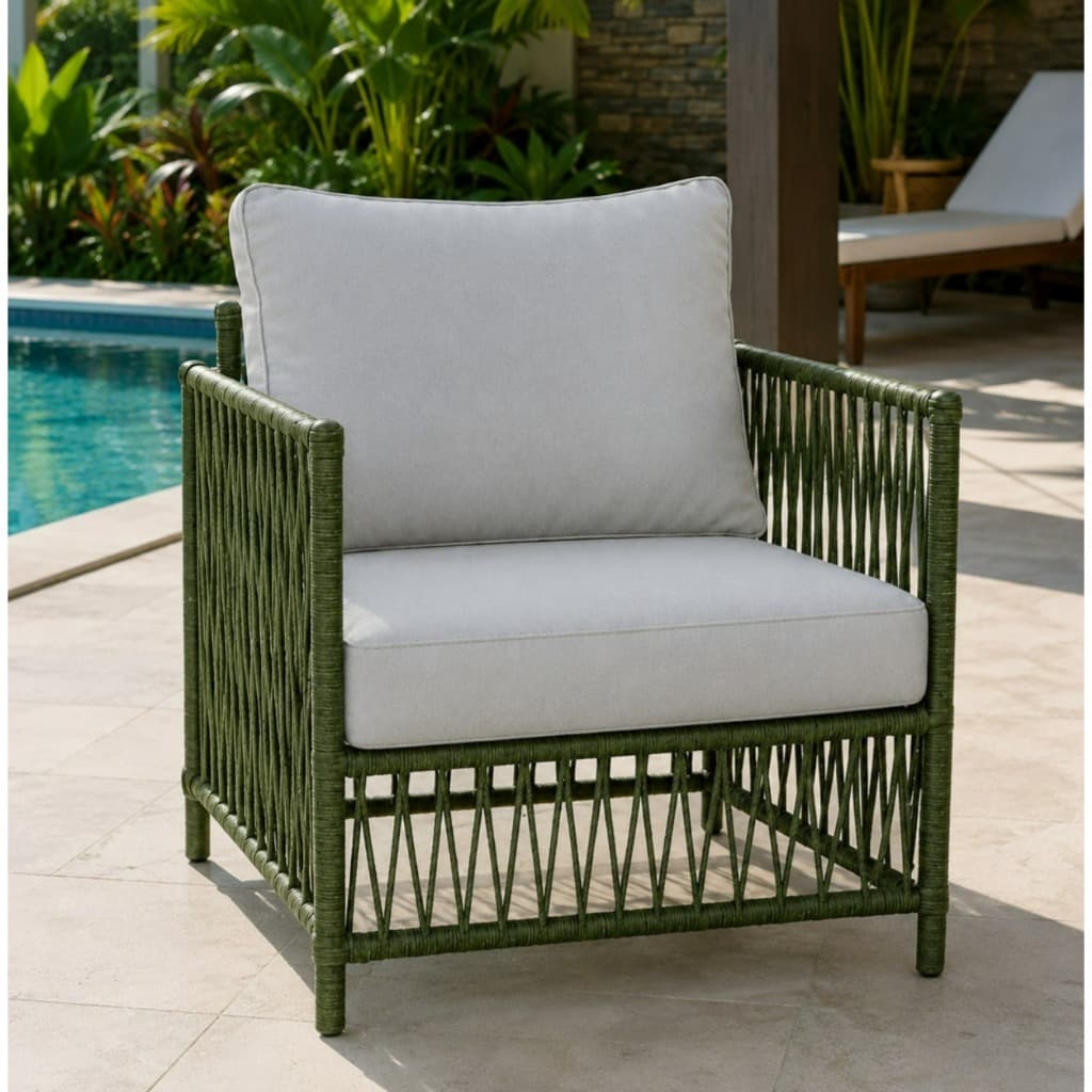 1 Poltrona Luxo em Corda Náutica Design Moderno Sofisticada para Área Interna e Externa Poltrona Naval