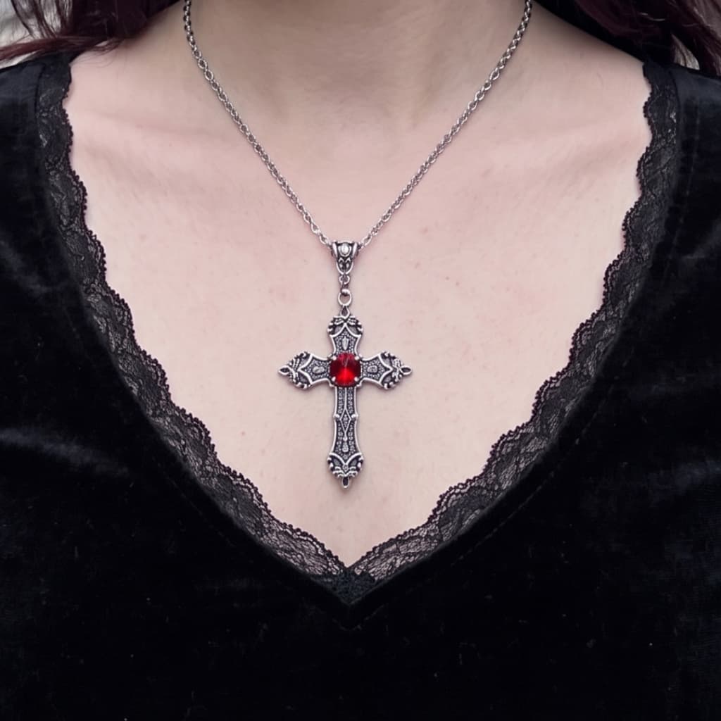 Colar Pingente Cruz Gótica Estilo Punk Emo Vitoriano Medieval Para Cosplay Rock Metal