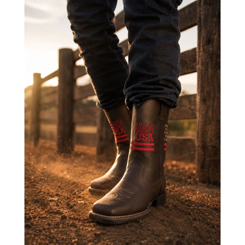 Bota Masculina Americana Texana Country com Bordado Estados Unidos