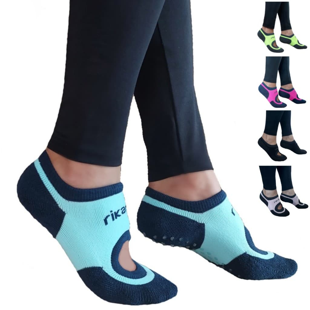 Kit 5 Pares Meia Sapatilha Pilates Fitness Antiderrapante Sem Costura