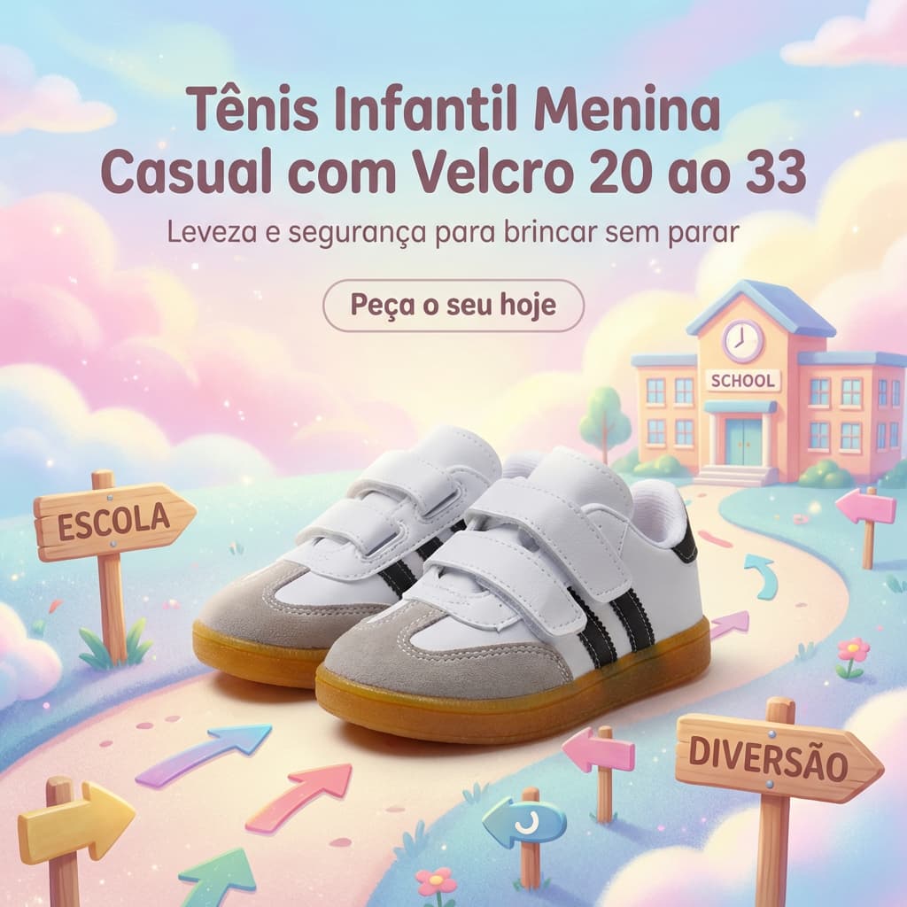 Tênis Infantil Menina Ajuste Rápido | Leveza, Conforto e Segurança 20 ao 33 | compre agora!